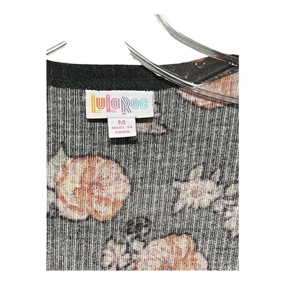 LulaRoe Sarah Cardigan Black Floral Ribbed Open Lightweight Boho Cottage-core - Picture 6 of 7